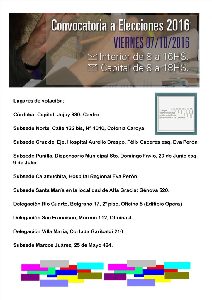 Lugares y horarios